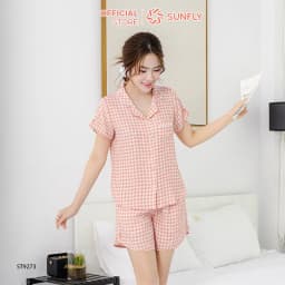 Thumbnail Bộ pijama nữ thô đũi SUNFLY áo cộc quần sooc ST9273 4