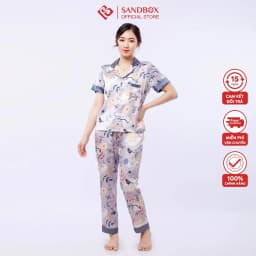 Thumbnail Bộ Pijama SANDBOX Lụa Latin Cao Cấp Mềm Mịn, Họa Tiết Thiết Kế Hoa Phối Màu 1