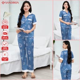 Thumbnail Bộ Pijama SANDBOX Lụa Latin Cao Cấp Mềm Mịn, Họa Tiết Thiết Kế Hoa Phối Màu 4