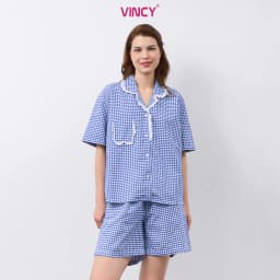 Thumbnail Bộ pijama short chất kate có phối ren, họa tiết màu sắc cho Noel BSK010W41 4