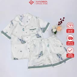 Thumbnail Bộ Pijama Đùi Mặc Nhà SANDBOX Lụa Latin Cao Cấp, Thiết Kế Tinh Tế, Họa Tiết Độc Quyền(BLD25001) 4