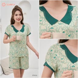 Thumbnail Bộ pijamas nữ SUNFLY chất lanh ht độc quyền áo cộc quần sooc ST9153 3
