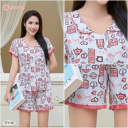 Thumbnail Bộ pijamas nữ SUNFLY chất lanh ht độc quyền dáng áo cộc quần sooc ST9180 3