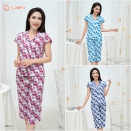 Thumbnail Bộ pijamas nữ SUNFLY chất lanh ht độc quyền dáng áo tay hến quần ngố ST9191 2