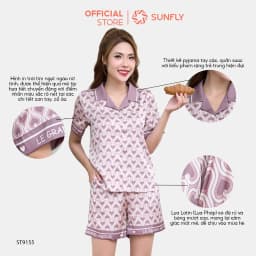Thumbnail Bộ pijamas nữ SUNFLY chất lụa latin ht dáng áo cộc quần sooc ST9155 1