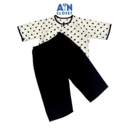 Thumbnail Bộ quần áo Bà Ba Dài tay lỡ bé gái hoạ tiết Bi Đen Lụa trượt - AICDBGSGWO6S - AIN Closet 1