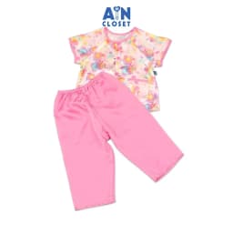 Thumbnail Bộ quần áo Bà Ba Dài tay ngắn bé gái họa tiết Hoa Pansy Lụa Hồng - AICDBGJECA49 - AIN Closet 1