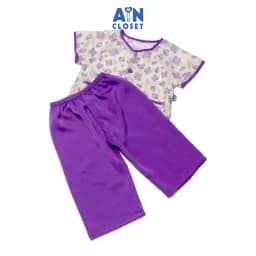 Thumbnail Bộ quần áo bà bà dài tay ngắn bé gái họa tiết Hoa tím lụa - AICDBG59ZRMW - AIN Closet 1