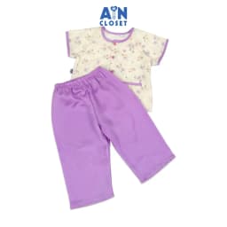 Thumbnail Bộ quần áo Bà ba Dài tay ngắn bé gái họa tiết Hoa Tím Cẩm Quỳ lụa - AICDBGMULR4B - AIN Closet 1