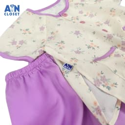 Thumbnail Bộ quần áo Bà ba Dài tay ngắn bé gái họa tiết Hoa Tím Cẩm Quỳ lụa - AICDBGMULR4B - AIN Closet 2