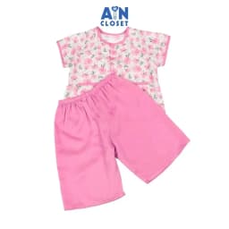 Thumbnail Bộ quần áo Bà ba Lửng bé gái họa tiết hoa Cúc Chuồn Hồng lụa tằm - AICDBGPWCIME - AIN Closet 1