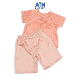 Thumbnail Bộ quần áo Bà Ba Lửng bé gái họa tiết Hoa Hồng Đào gấm lụa - AICDBGVCDTXV - AIN Closet 1
