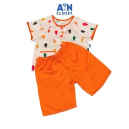 Thumbnail Bộ quần áo Bà Ba Lửng bé gái họa tiết Giọt Nước Lụa Cam - AICDBGACDCCH - AIN Closet 1