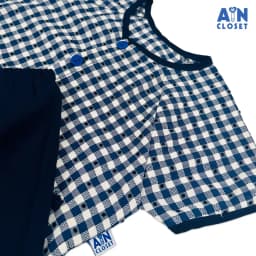 Thumbnail Bộ quần áo Bà ba Lửng unisex cho bé họa tiết Caro Xanh Đen cotton - AICDBTUG0NHN - AIN Closet 2