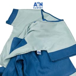 Thumbnail Bộ quần áo Bà ba Lửng unisex cho bé hoa văn Vân Gỗ Xanh Hải Quân Gấm - AICDBTWHOKJV - AIN Closet 2