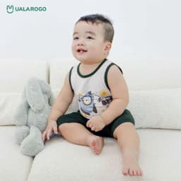 Thumbnail Bộ quần áo ba lỗ cho bé Ualarogo 1 tới 5 tuổi vải sợi tre Bamboo mềm mại thoáng mát 2143 3