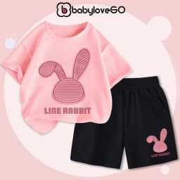 Thumbnail Bộ quần áo bé gái BabyloveGO 2025 bộ thun cotton cho bé mềm mịn thoáng mát in hình độc đáo BRB33 1