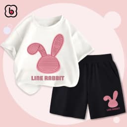Thumbnail Bộ quần áo bé gái BabyloveGO 2025 bộ thun cotton cho bé mềm mịn thoáng mát in hình độc đáo BRB33 2
