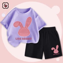 Thumbnail Bộ quần áo bé gái BabyloveGO 2025 bộ thun cotton cho bé mềm mịn thoáng mát in hình độc đáo BRB33 4