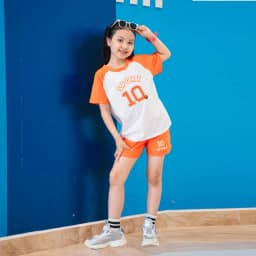 Thumbnail Bộ quần áo bé gái mùa hè in chữ số SPORT 10 - Bộ cộc tay bé gái cân nặng 15-40kg - Loza Kids FB59 2