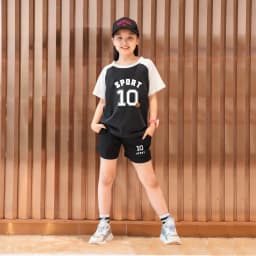 Thumbnail Bộ quần áo bé gái mùa hè in chữ số SPORT 10 - Bộ cộc tay bé gái cân nặng 15-40kg - Loza Kids FB59 3