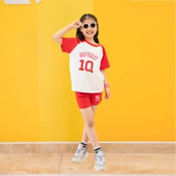 Thumbnail Bộ quần áo bé gái mùa hè in chữ số SPORT 10 - Bộ cộc tay bé gái cân nặng 15-40kg - Loza Kids FB59 4