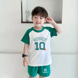 Thumbnail Bộ quần áo bé trai mùa hè in số10 SPORT - Bộ cộc tay bé nam cân nặng 15-40kg - Loza Kids BD033 1