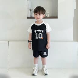Thumbnail Bộ quần áo bé trai mùa hè in số10 SPORT - Bộ cộc tay bé nam cân nặng 15-40kg - Loza Kids BD033 2