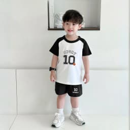 Thumbnail Bộ quần áo bé trai mùa hè in số10 SPORT - Bộ cộc tay bé nam cân nặng 15-40kg - Loza Kids BD033 4