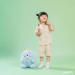 Thumbnail Bộ quần áo cộc cổ trụ Monster cho bé gái chất liệu tăm lạnh 1