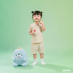 Thumbnail Bộ quần áo cộc cổ trụ Monster cho bé gái chất liệu tăm lạnh 2