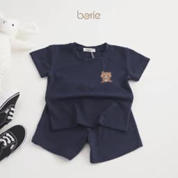 Thumbnail Bộ quần áo cộc tay cho bé trai bé gái Borie chất liệu cotton lạnh in họa tiết ở ngực Size 7-18kg A005 1