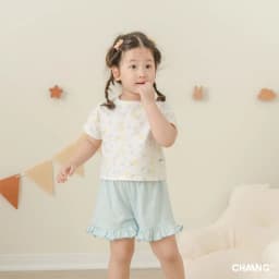 Thumbnail Bộ quần áo cộc tay cổ tròn quần bèo nhún Bloom cho bé gái 2