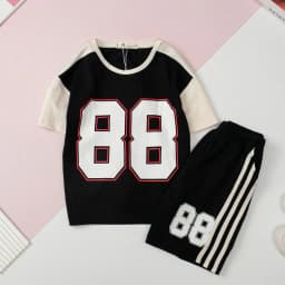 Thumbnail Bộ quần áo cotton bé trai LITIBABY in số 88, quần chạy lé size 4 đến 16 tuổi 1
