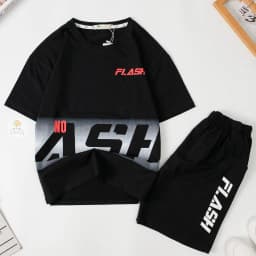 Thumbnail Bộ Quần Áo cotton ngắn tay in chữ FLASH cho bạn 28kg - 50kg 1