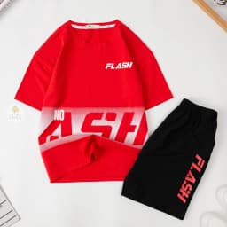 Thumbnail Bộ Quần Áo cotton ngắn tay in chữ FLASH cho bạn 28kg - 50kg 3