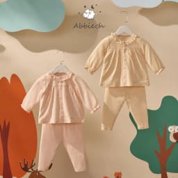 Thumbnail Bộ quần áo dài tay cotton ABBIEOH cài vai cổ tay bèo cho bé gái 0-4 Tuổi BO211 BO672 BO658 1