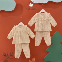 Thumbnail Bộ quần áo dài tay cotton ABBIEOH cài vai cổ tay bèo cho bé gái 0-4 Tuổi BO211 BO672 BO658 2