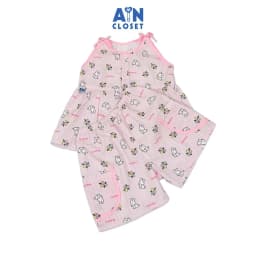Thumbnail Bộ quần áo Ngắn bé gái hoạ tiết Thỏ Bunny Kẻ Hồng Cotton - AICDBGB1HG2D - AIN Closet 1