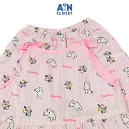 Thumbnail Bộ quần áo Ngắn bé gái hoạ tiết Thỏ Bunny Kẻ Hồng Cotton - AICDBGB1HG2D - AIN Closet 2