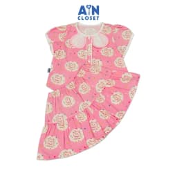 Thumbnail Bộ quần áo Ngắn bé gái hoạ tiết Mèo Hồng Cotton - AICDBGTD0POU - AIN Closet 1