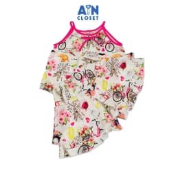 Thumbnail Bộ quần áo Ngắn bé gái hoạ tiết Paris Hồng Lụa Pháp - AICDBGIBCJQ0 - AIN Closet 1