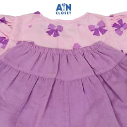 Thumbnail Bộ quần áo Ngắn bé gái hoạ tiết Nơ Tím Cotton - AICDBGLGAHFS - AIN Closet 2