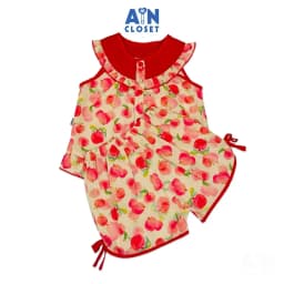 Thumbnail Bộ quần áo Ngắn bé gái họa tiết Đào Đỏ Cotton - AICDBGCELHHH - AIN Closet 1