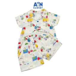 Thumbnail Bộ quần áo ngắn bé trai họa tiết Xe Beep cotton - AICDBTQOXNDP - AIN Closet 1