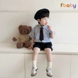 Thumbnail Bộ Quần Áo Sơ Mi Fbaby For New Generation Kèm Cavat Dành Cho Bé Trai Kẻ Sọc Phong Cách Công Tử Hàn Quốc Đi Chơi, Đi Học 3