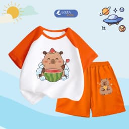 Thumbnail Bộ quần áo trẻ em nam nữ in hình Capybara - Đồ bộ cho bé cân nặng từ 15-40kg- Loza Kids BD031 3