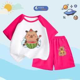 Thumbnail Bộ quần áo trẻ em nam nữ in hình Capybara - Đồ bộ cho bé cân nặng từ 15-40kg- Loza Kids BD031 4