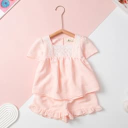 Thumbnail Bộ quần áo vải đũi LITIBABY cộc tay, quần đùi mùa hè cho bé gái từ 2 đến 14 tuổi 1