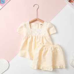 Thumbnail Bộ quần áo vải đũi LITIBABY cộc tay, quần đùi mùa hè cho bé gái từ 2 đến 14 tuổi 2